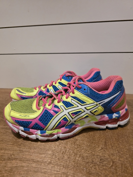 Asics Shoes - ASICS Neon Yellow, Blue & Pink Running Shoes Size 8